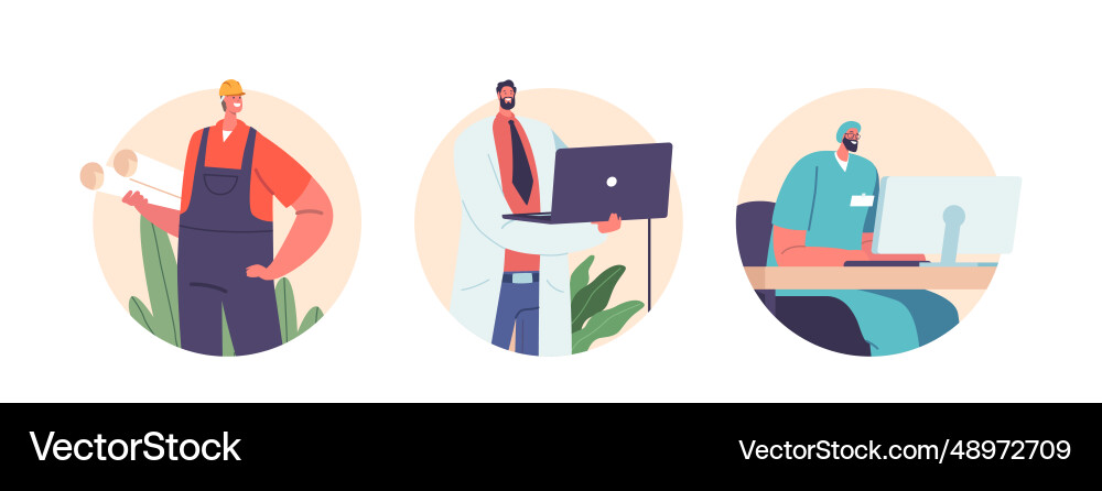 Isolated round icons or avatars of characters use Isolated round icons or avatars of characters use vector image