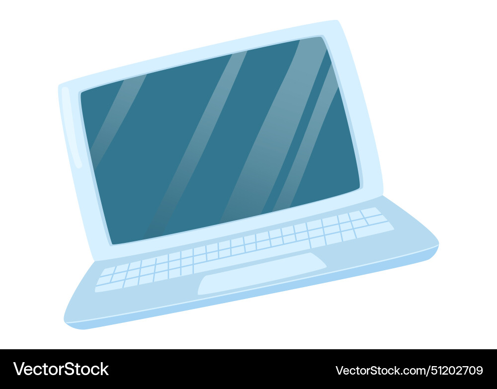 Laptop in flat design portable computing device vector image