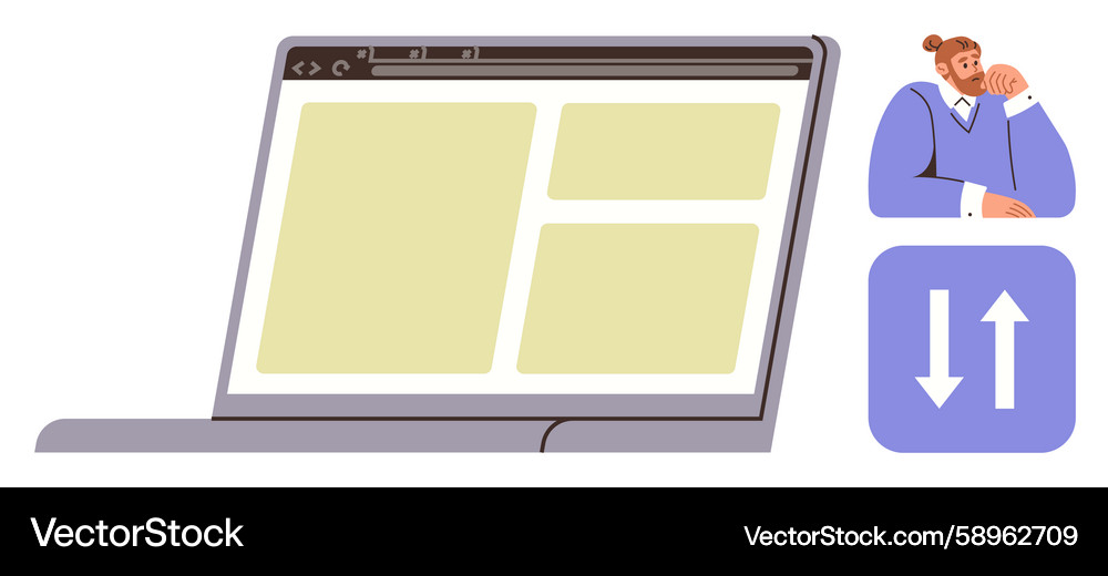 Laptop Interface & User Interaction Vector Image