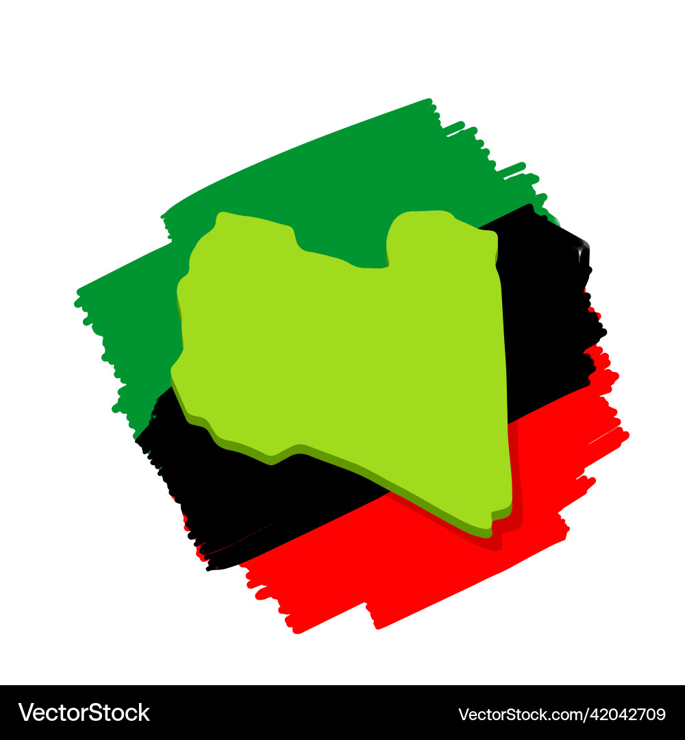 Map and flag of libya borders a state Vector Image