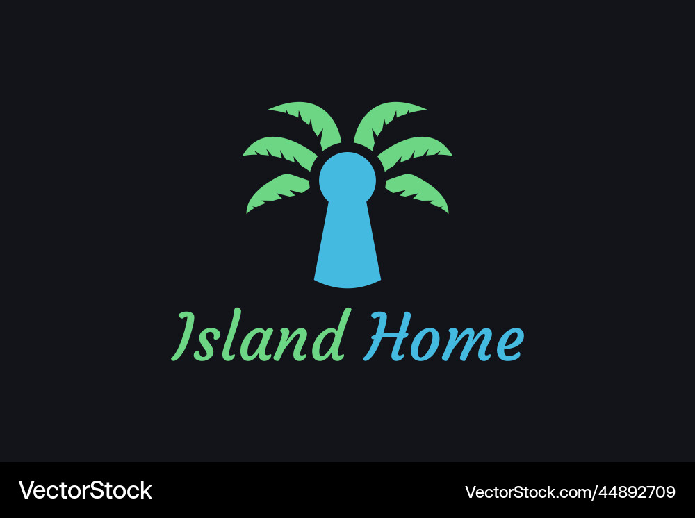 Palm tree and keyhole object with minimalist Vector Image