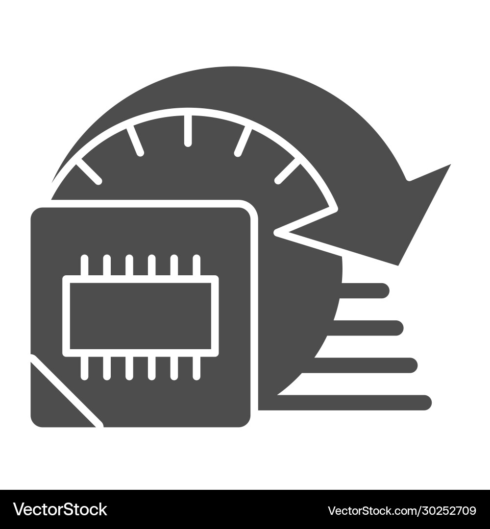 Processor overlocking solid icon computer Processor overlocking solid icon computer vector image