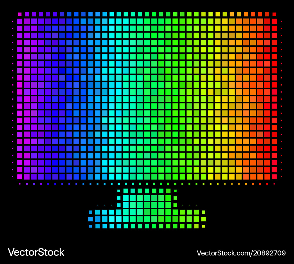 Rainbow dot computer display icon vector image
