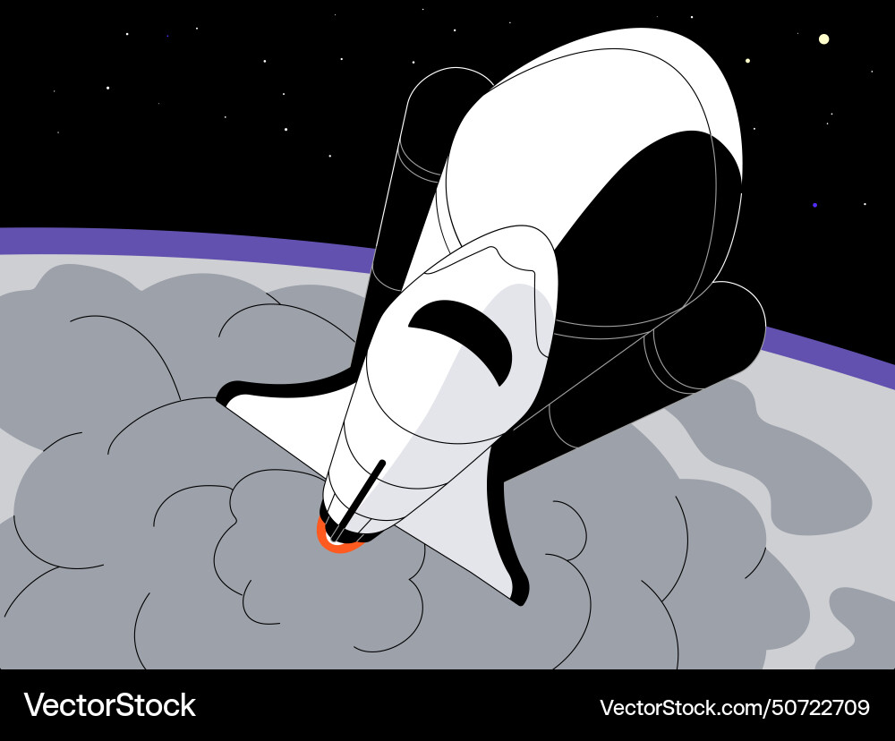 Rocket launch in the outer space spaceship lifts Rocket launch in the outer space spaceship lifts vector image