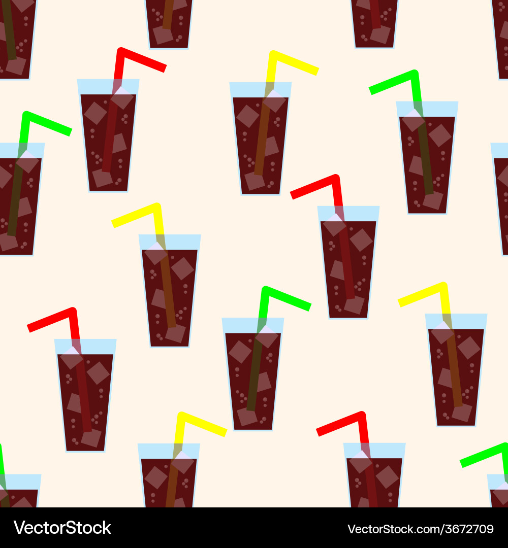 Seamless pattern with glass of cola background Vector Image