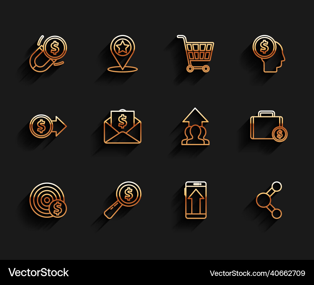 Set line target with dollar symbol magnifying Vector Image