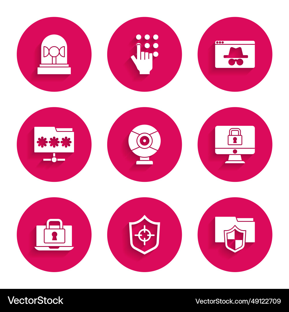 Set security camera shield document folder Set security camera shield document folder vector image
