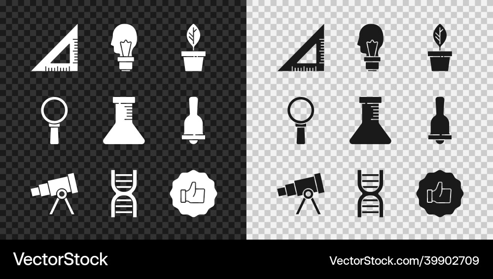 Set triangular ruler light bulb with concept Set triangular ruler light bulb with concept vector image