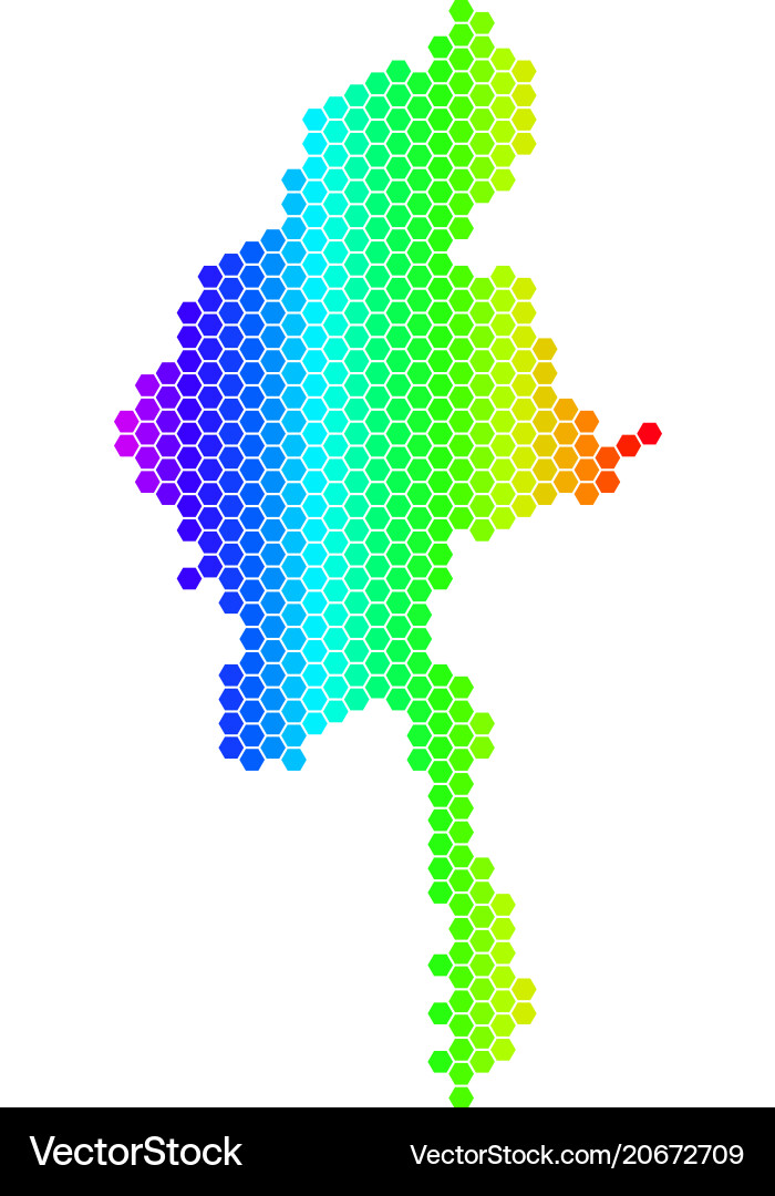 Spectrum hexagon myanmar map vector image