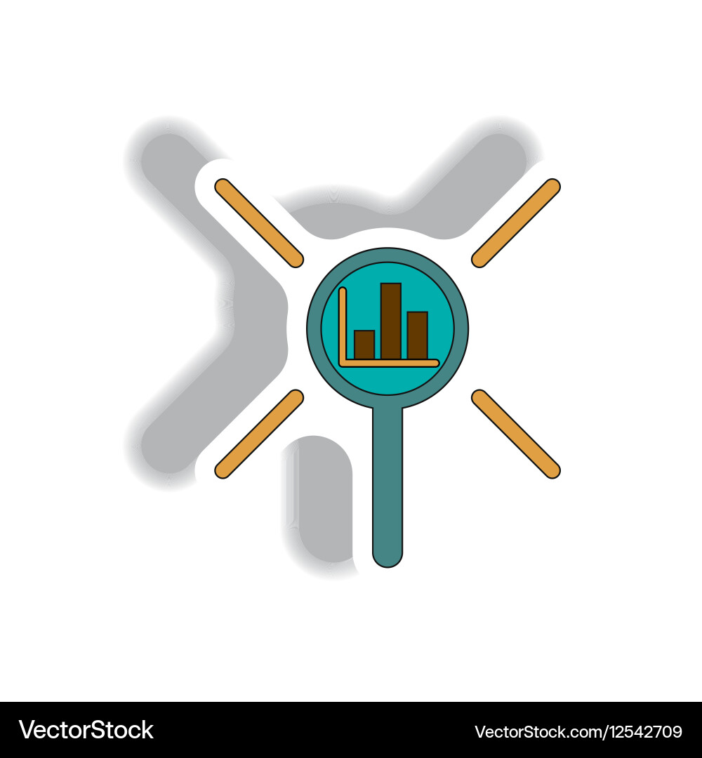 Statistic bar graph under magnifier vector image