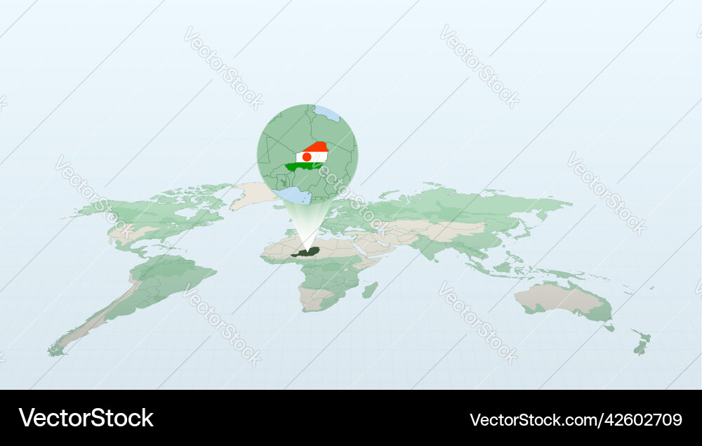 World map in perspective showing the location vector image