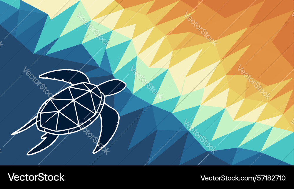 Abstract geometric turtle in dynamic ocean waters vector image