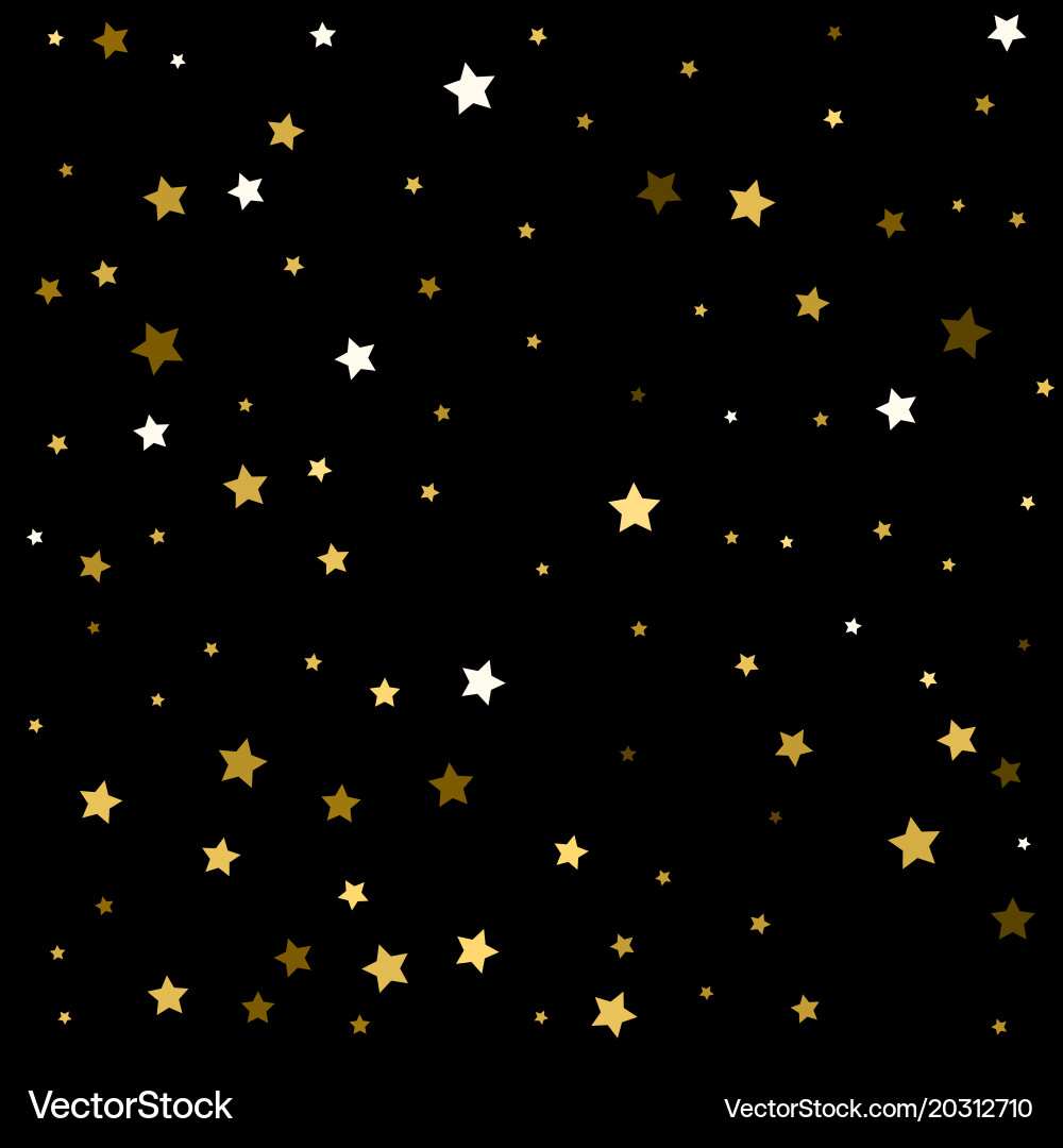 Abstract pattern of random falling gold stars vector image