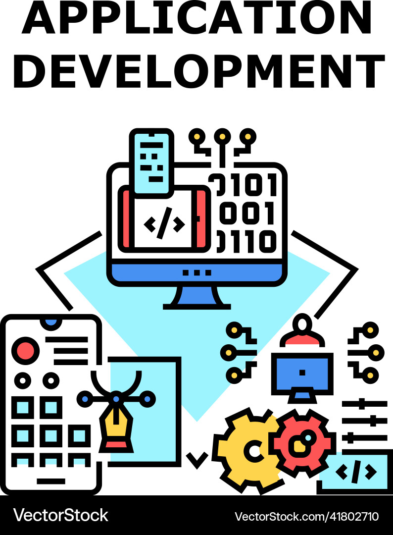 Application development color Application development color Vector Image