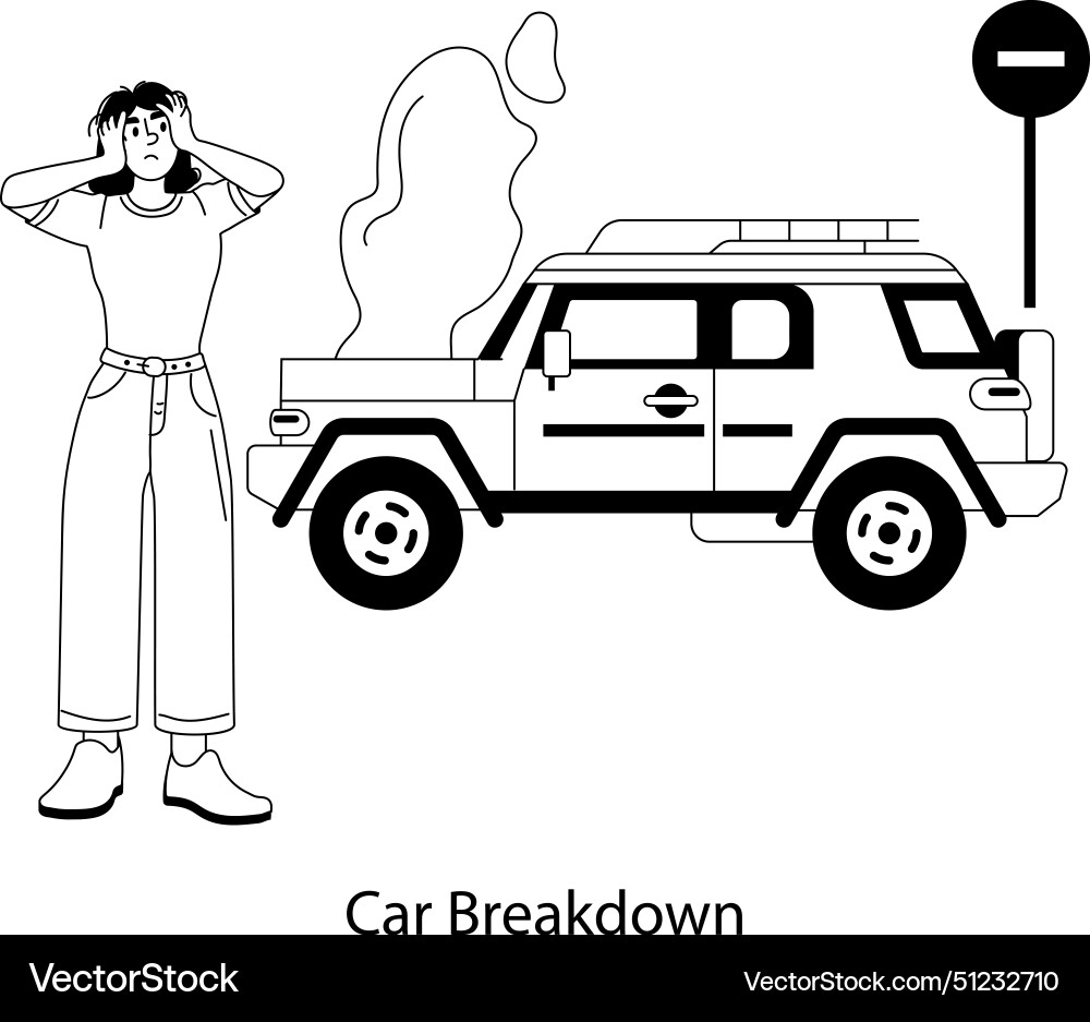 Car breakdown Royalty Free Vector Image VectorStock