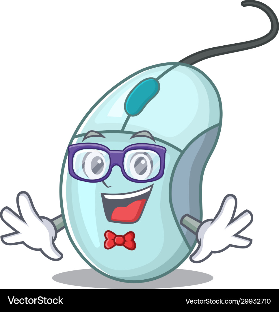 Cartoon character geek computer mouse design Cartoon character geek computer mouse design Vector Image