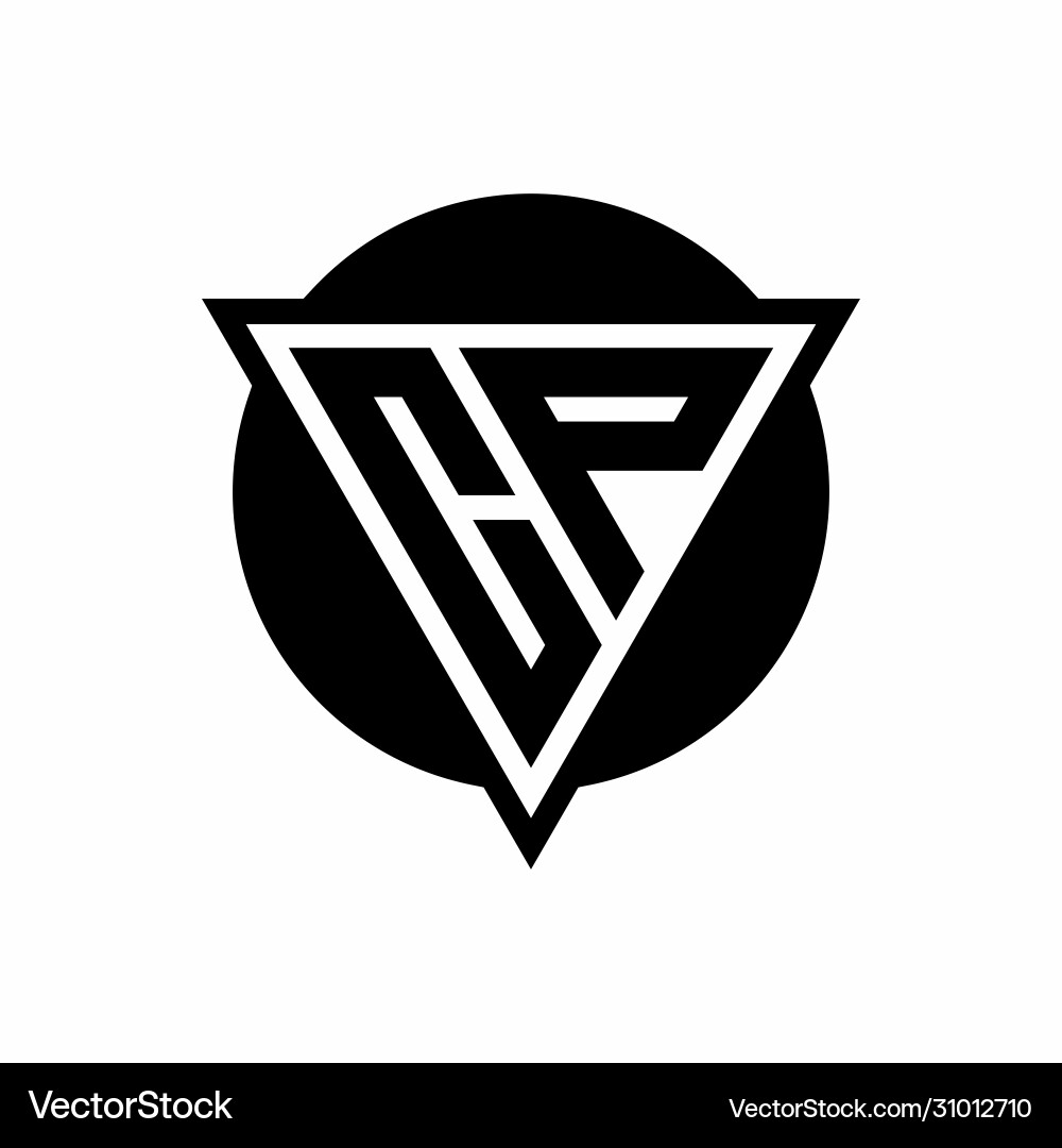 Cp logo with negative space triangle and circle Cp logo with negative space triangle and circle vector image