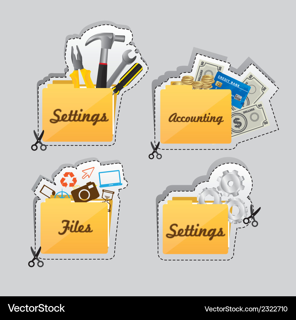 Label cutting lines of different types icons vector image