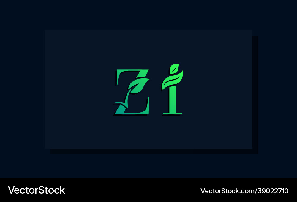 Minimal leaf style initial zi logo Vector Image