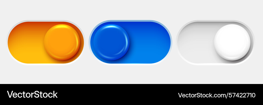 On and off toggle switch buttons dark mode vector image