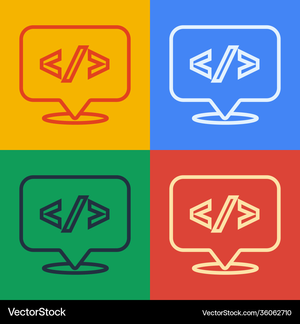 Pop art line web design and front end development Pop art line web design and front end development vector image