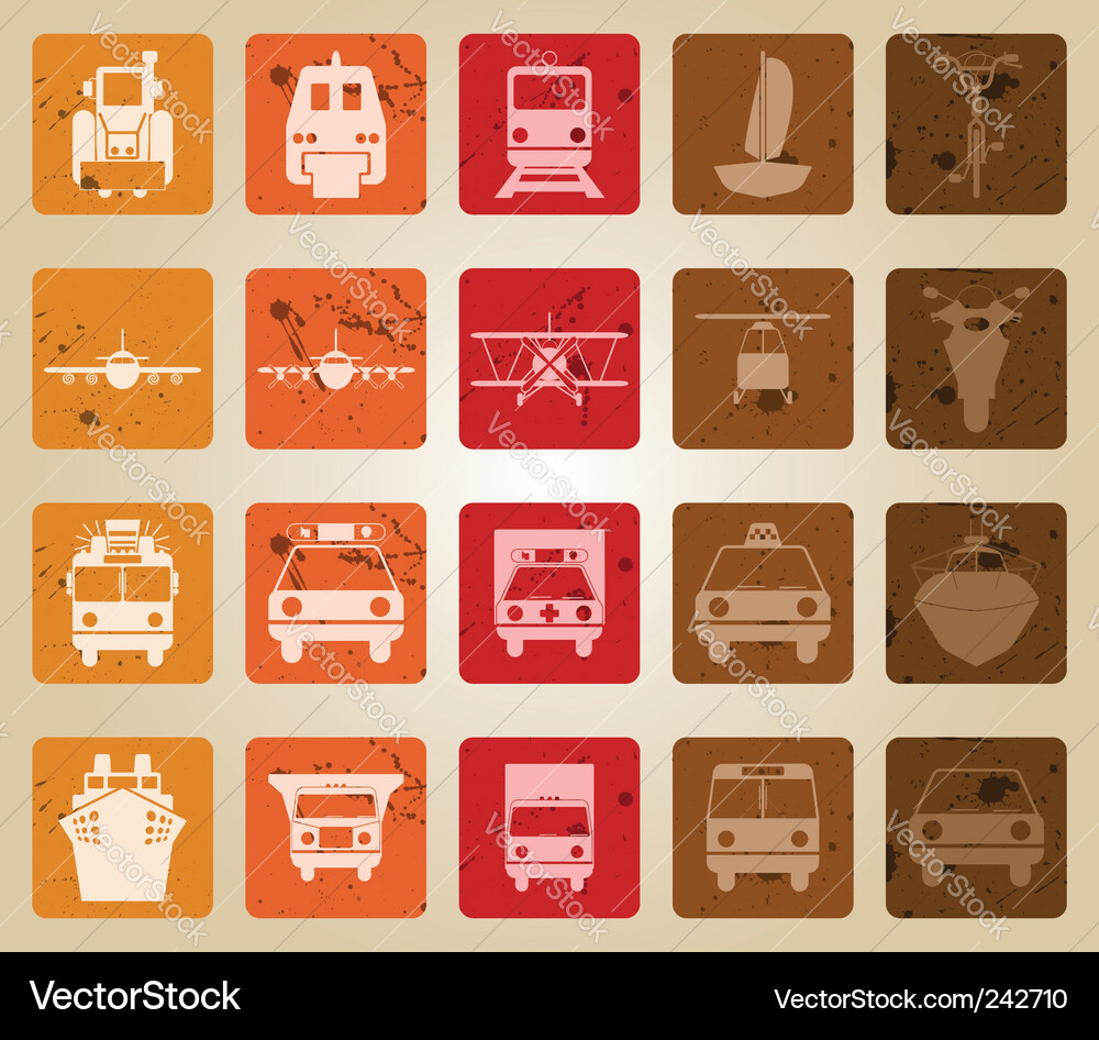Retro Transportation Icon Set Vector Image