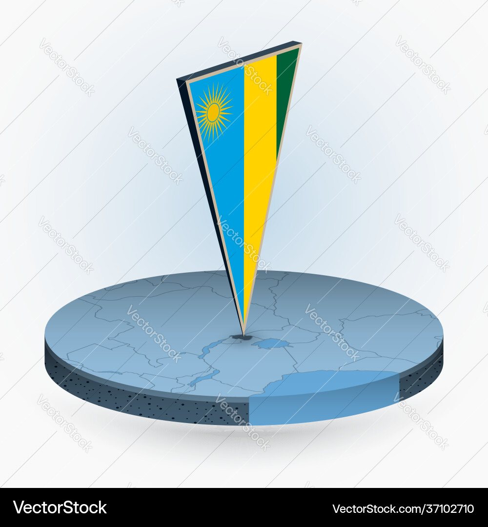 Rwanda map in round isometric style vector image