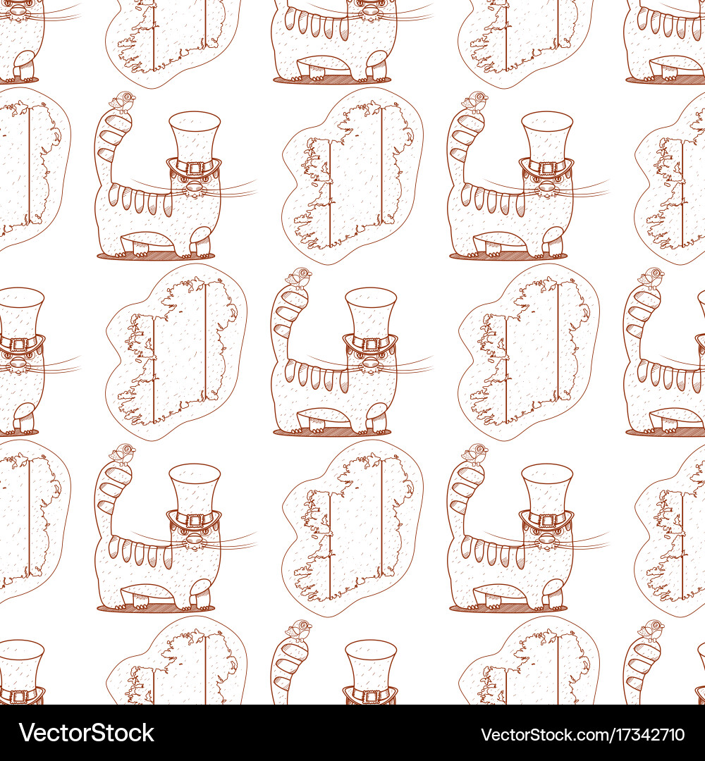 Seamless pattern with cat in a top hat vector image