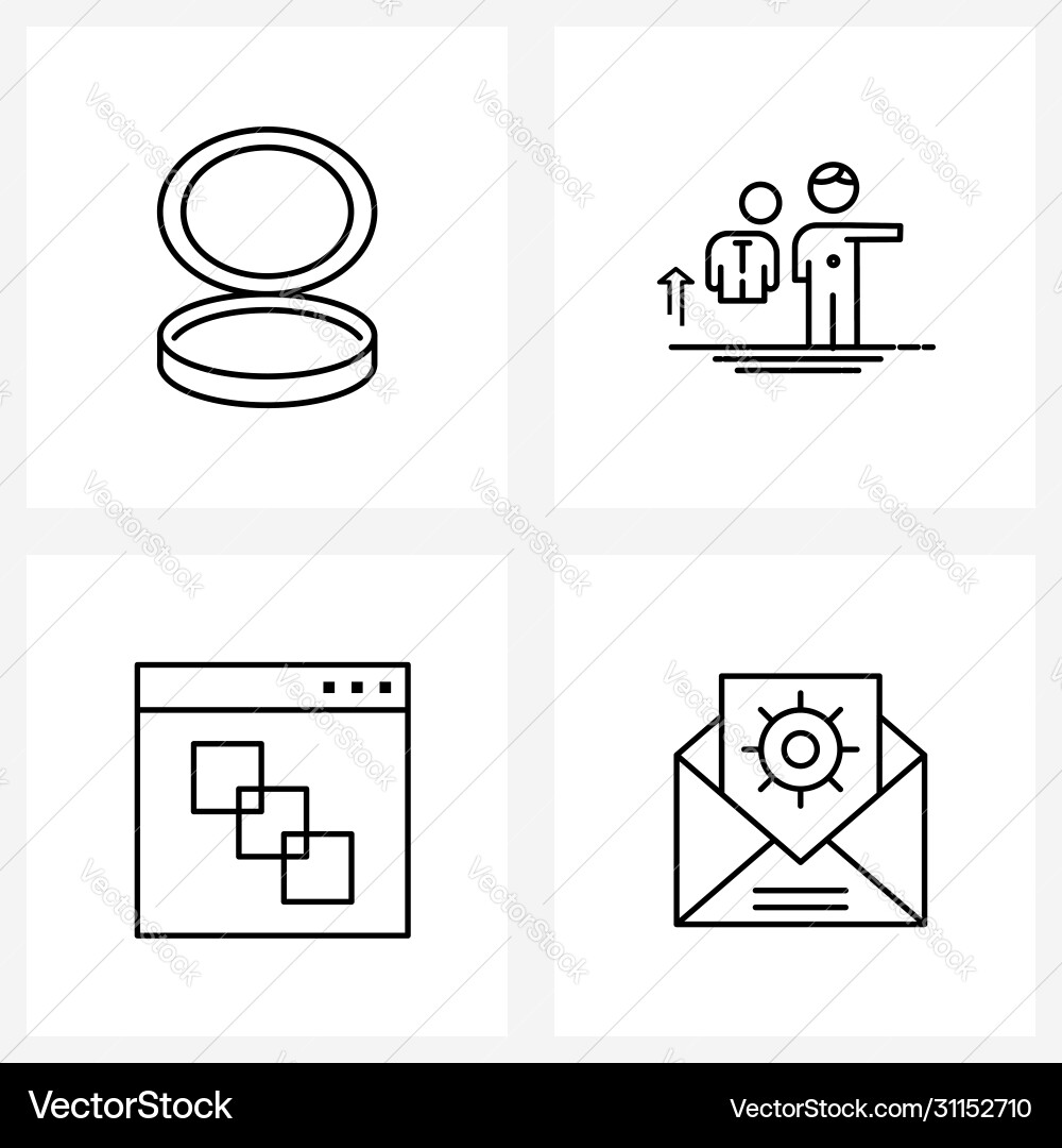 Set 4 simple line icons for web and print Vector Image
