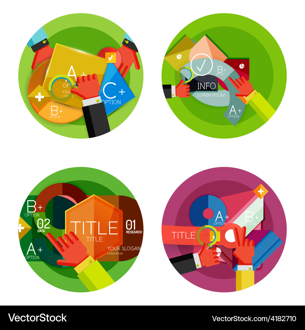 Set of option presentation labels flat design web Vector Image