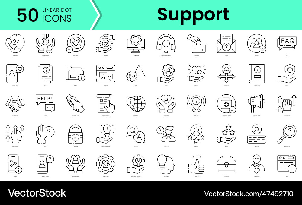 Set of support icons line art style bundle Set of support icons line art style bundle Vector Image