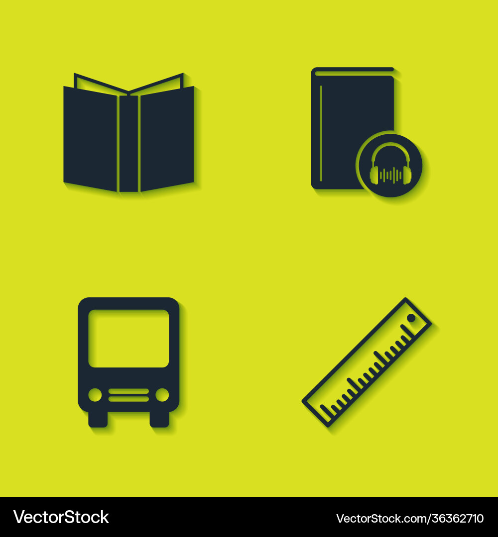 Set open book ruler bus and audio icon Set open book ruler bus and audio icon vector image
