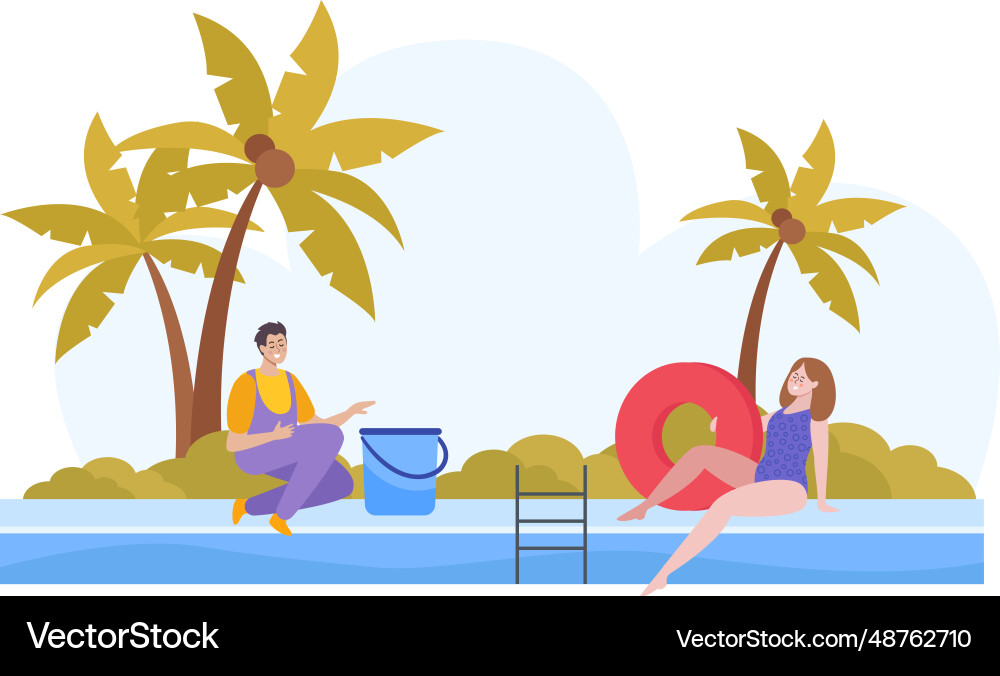Swimming pool flat composition Swimming pool flat composition vector image