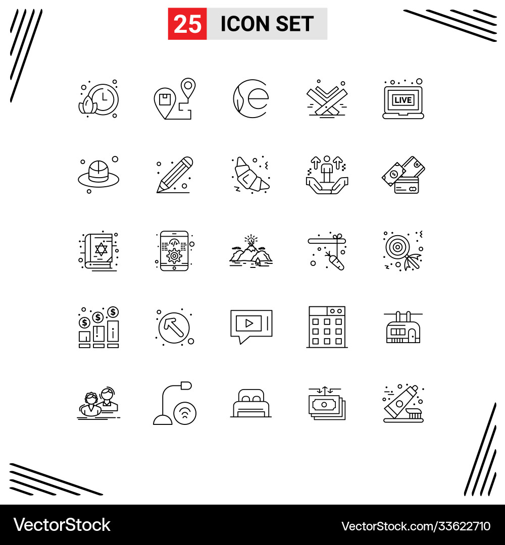 User interface pack 25 basic lines Vector Image