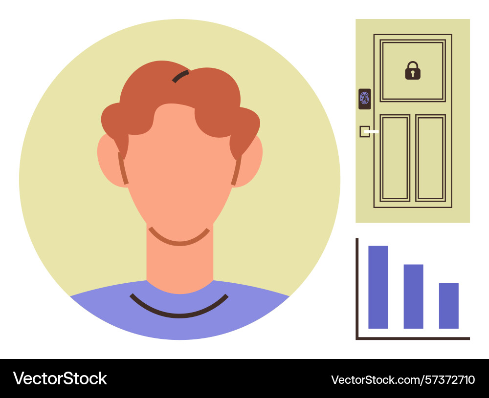 User profile with secure access door and analytics User profile with secure access door and analytics vector image