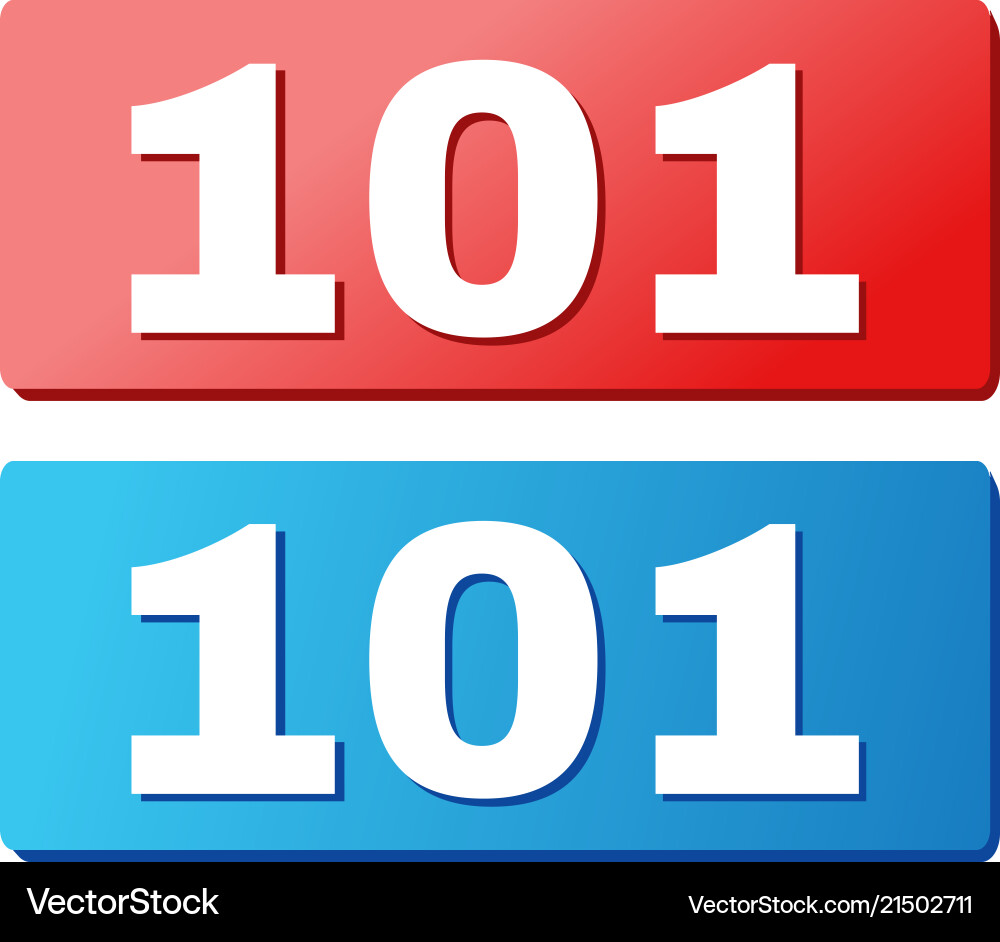 101 text on blue and red rectangle buttons vector image