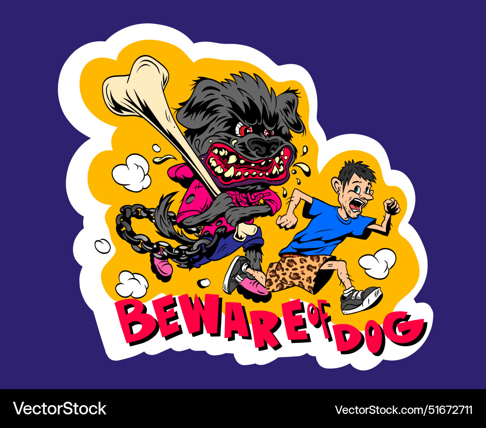 Angry dog runs after a man cartoon style comics Angry dog runs after a man cartoon style comics vector image