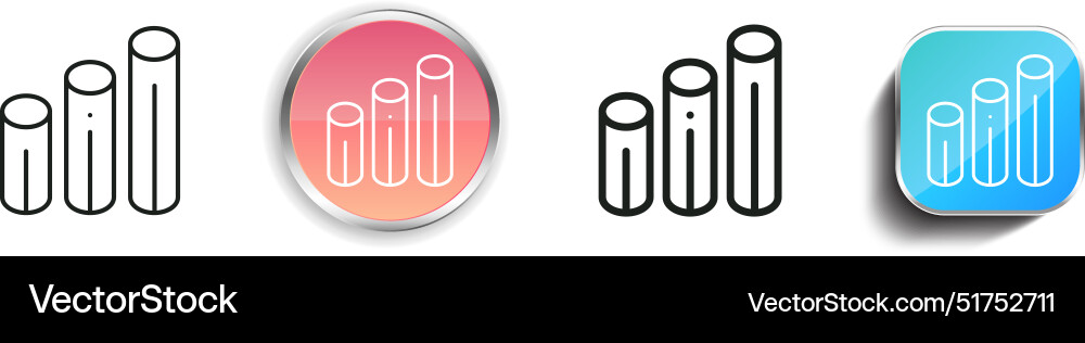 Bar chart icon thin linear regular and button vector image