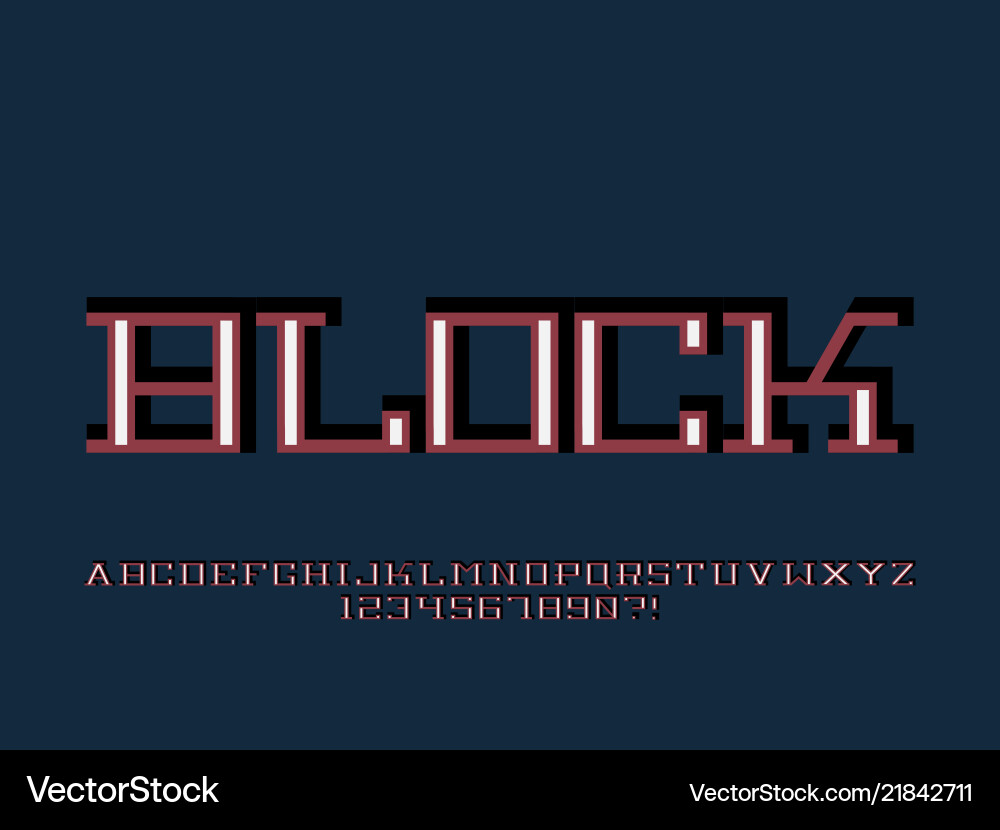 Bold Block Alphabet Font vector image