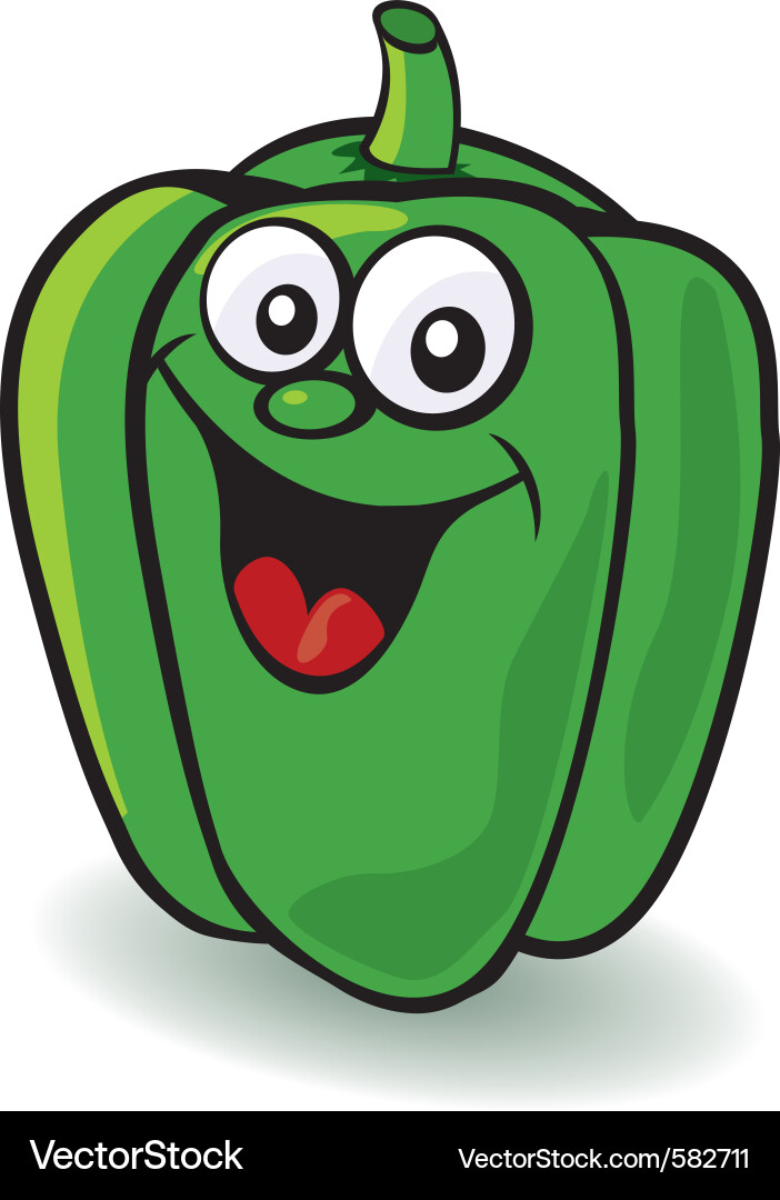 Cheerful Green Pepper Cartoon vector image