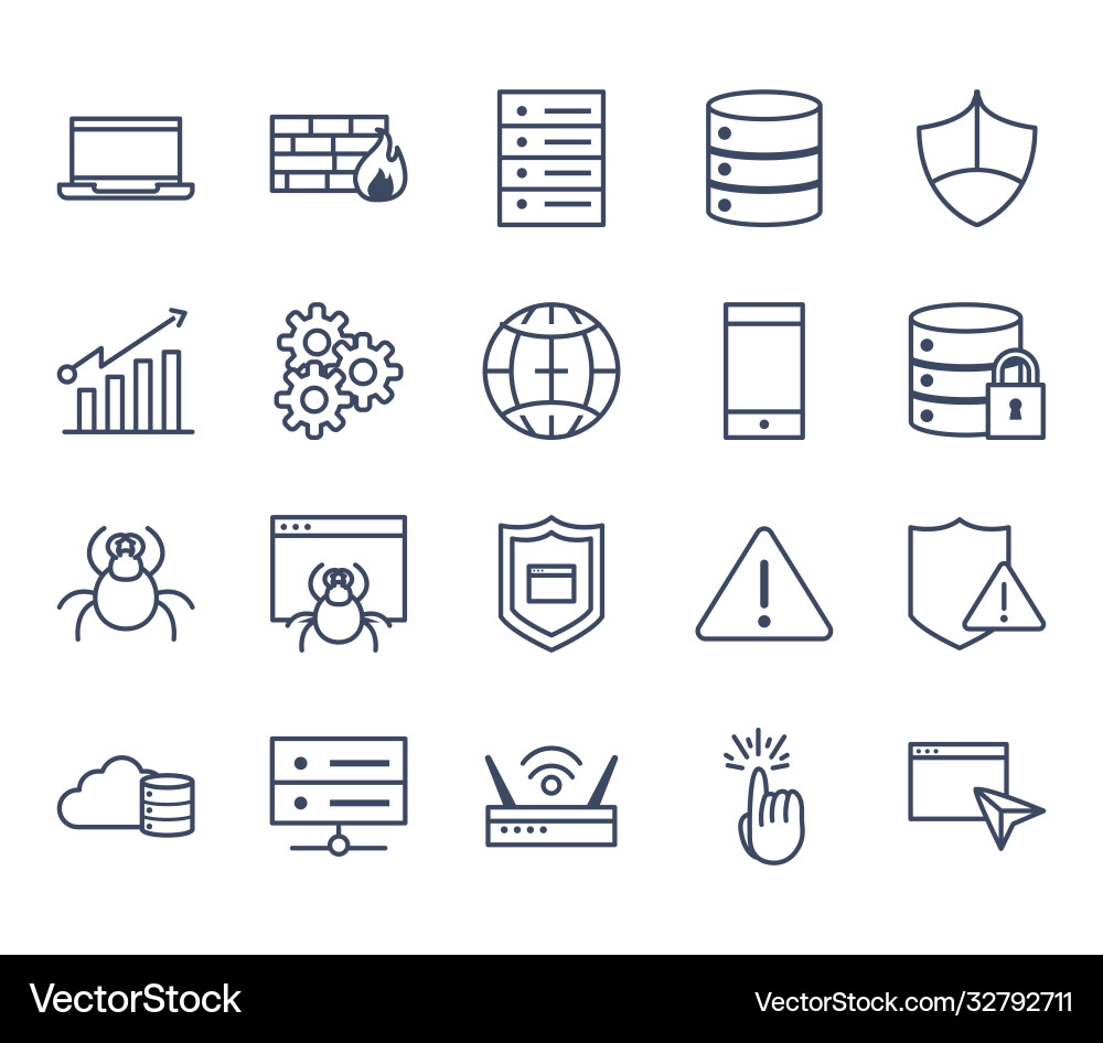 Data line style icon set design Vector Image
