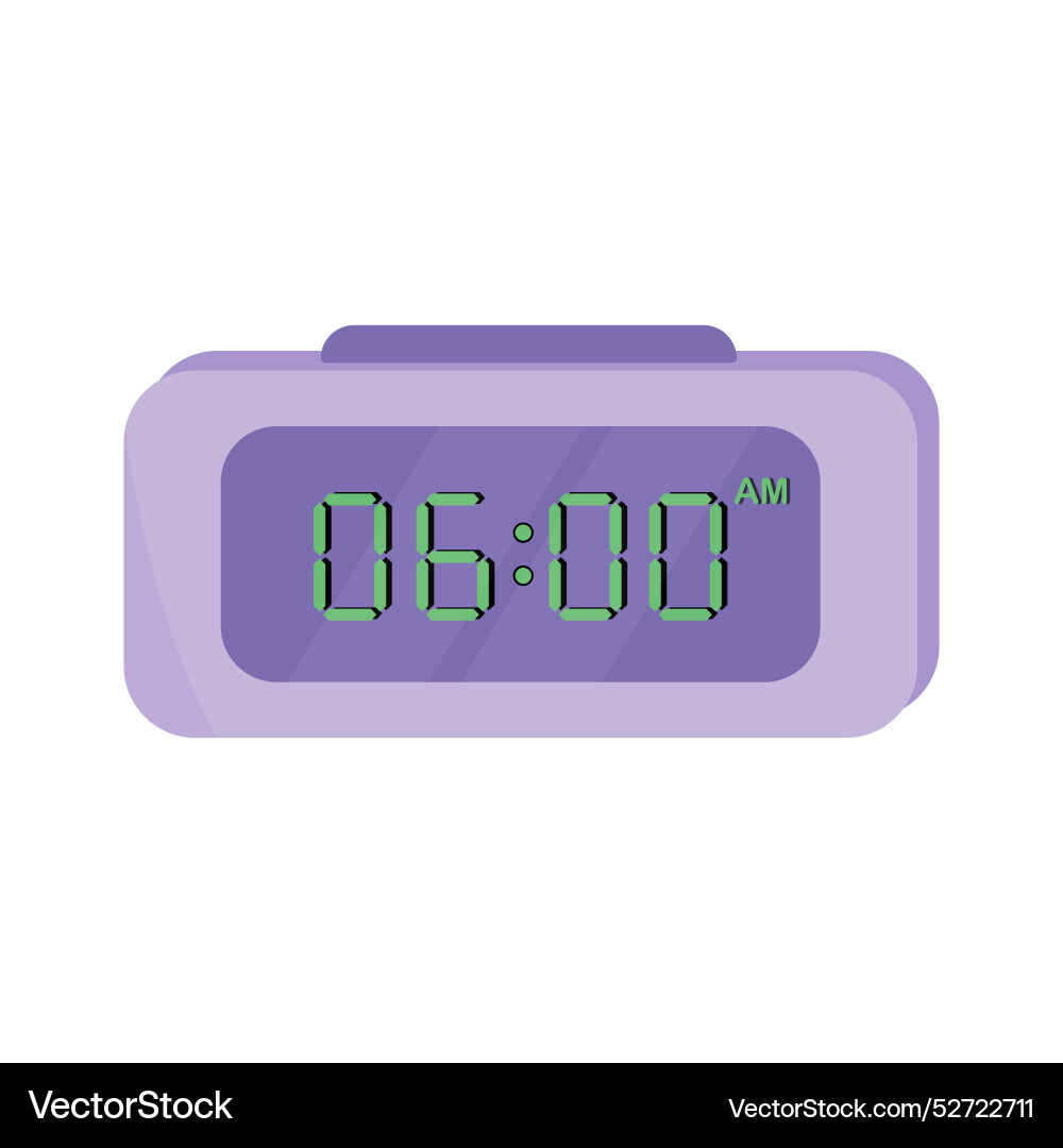 Digital alarm clock purple device timer Digital alarm clock purple device timer vector image