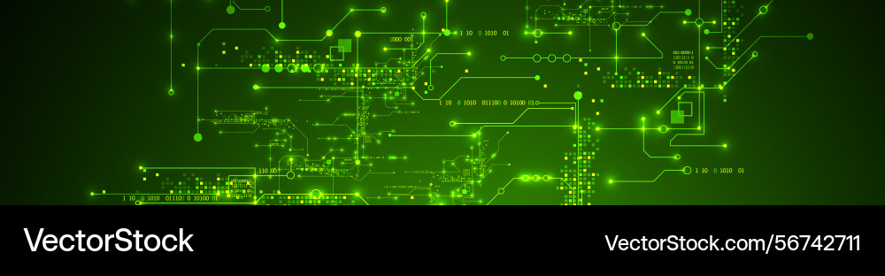 Digital circuit visualization background green Digital circuit visualization background green vector image