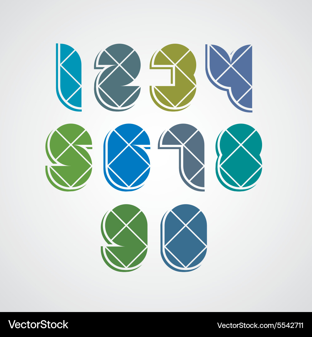 Digital style simple geometric numbers made vector image