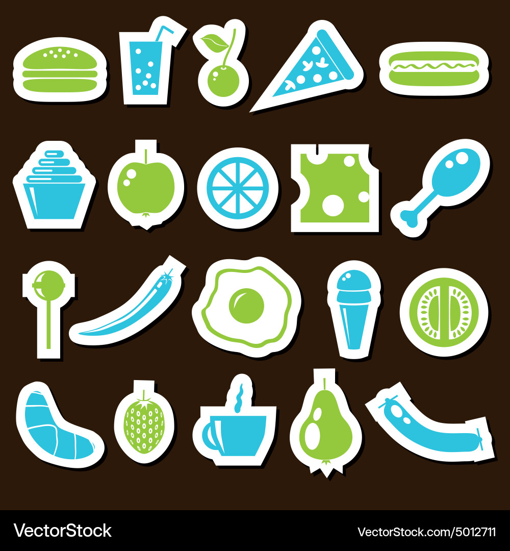 Food stickers Royalty Free Vector Image - VectorStock