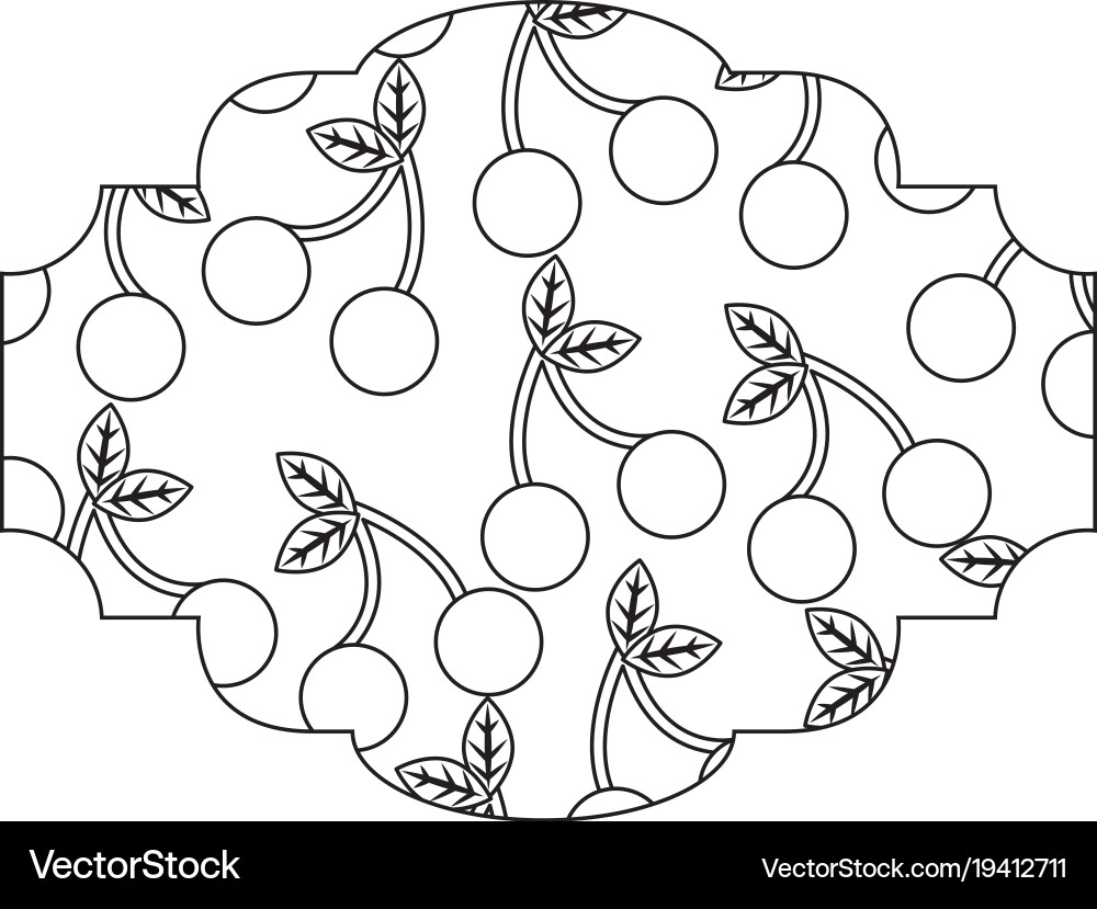 Frame with cherries pattern background Vector Image