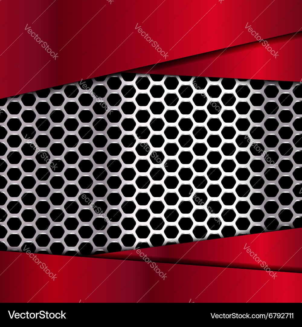 Geometric pattern of hexagons with red metal Vector Image