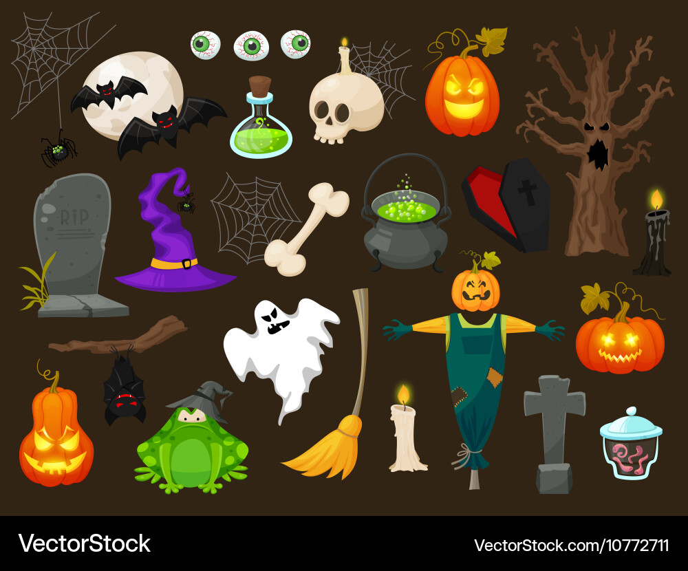 Halloween fashion flat icons isolated Vector Image