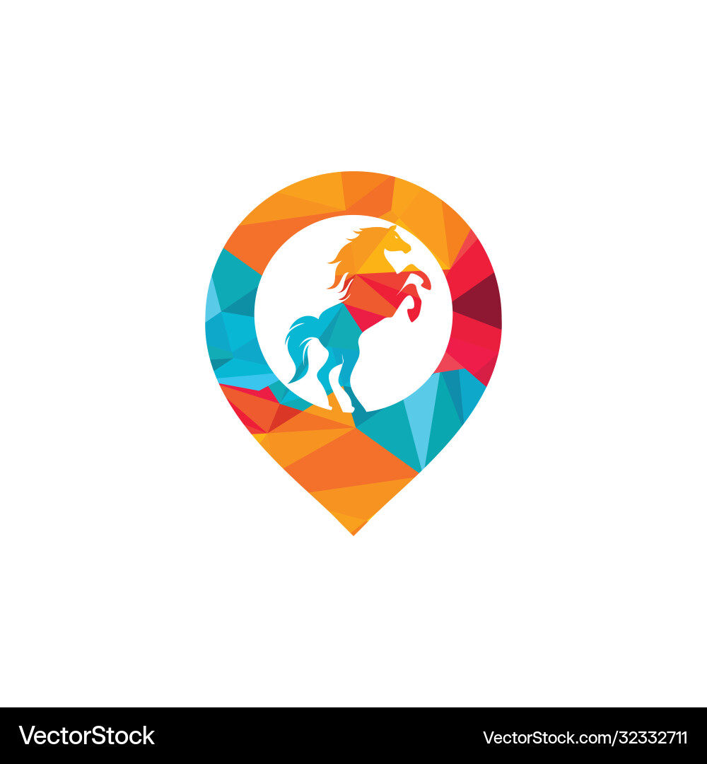 Horse and map pointer logo design Horse and map pointer logo design Vector Image