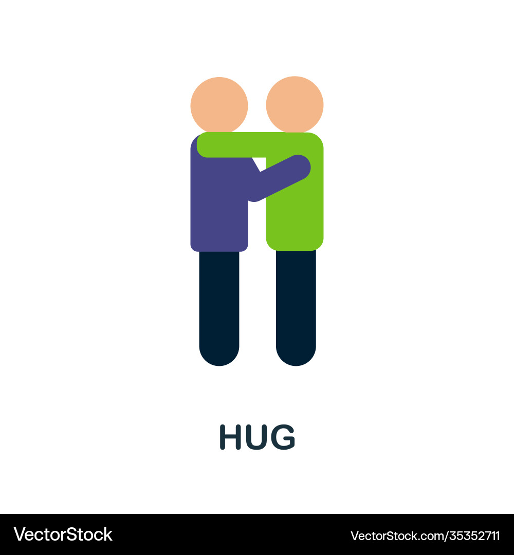 Hug flat icon color simple element from Vector Image